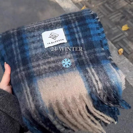 Atmospheric Imitation Cashmere Plaid Scarf for Women in Winter Thickened Warm Scarf for Students Versatile Scarf Live Broadcast Hot Cross-Border