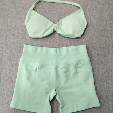 suit DF Amazon Explosions Shorts Small Bra High Elastic Superfine Extinction Nylon Hanging Neck Beauty Back Sports Vest