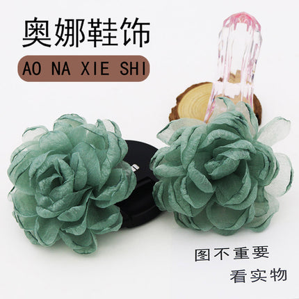 Easiest for Match Camellia High Heels Decorations Starry Sky Yarn Burnt Edge Flowers Bridal Shoe Flowers Handmade Wedding Shoe Accessories