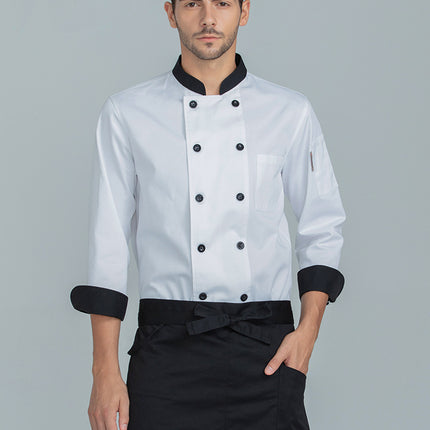 Tesmei Chef Work Clothes Long-Sleeved Western Restaurant Baking Restaurant Kitchen Manufacturer Wholesale Kitchen Clothes Moisture-Wicking and Sweat-Wicking