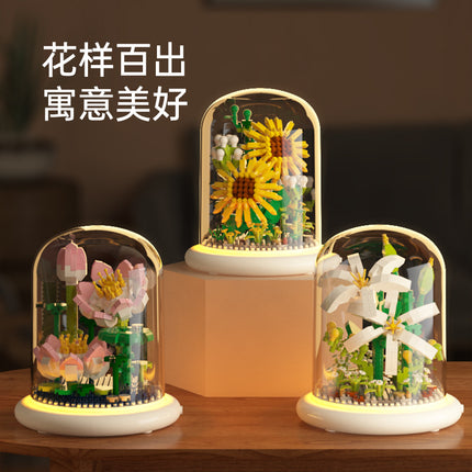 Jihui building blocks flower sunflower M1096 compatible with Lego assembled children's educational toys boys and girls gifts cross-border