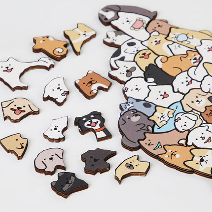 Wooden Children's Animal Puzzle Puzzle Toy 50 Cats and Dogs Panda Animals Pile Le Cartoon Picture Ornaments