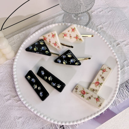 Ins Blogger Same Style Triangle Square Irregular Hairpin Spring and Summer Niche Retro All-match Flower Side Clip