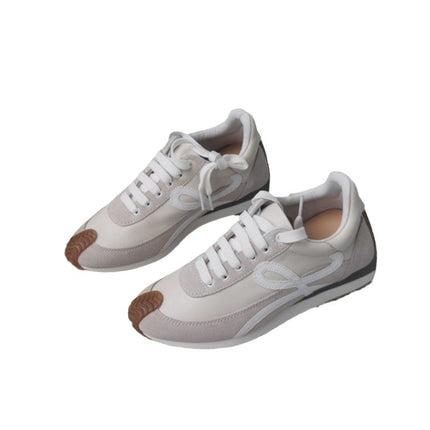 Non-standard retro German training shoes thick-soled sports casual shoes new color matching lace-up argan shoes all-match leather white shoes