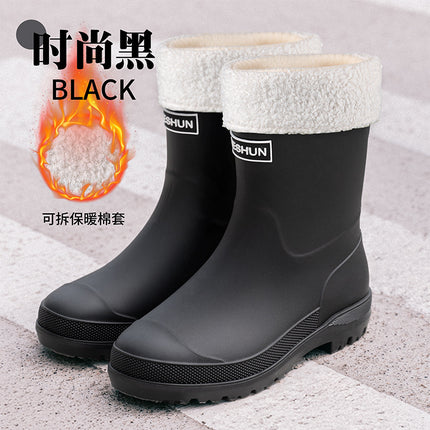 Exported to Japan and South Korea 2025 New Fashion Mid-Calf Rain Boots for Women, Non-Slip Water Shoes, Lightweight Waterproof Rubber Shoes