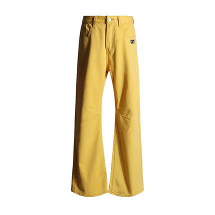 Yellow Wide Leg Jeans Women's 2025 Spring and Autumn New Straight Loose High Waist Dosing Slim-fit All-match Mop Pants