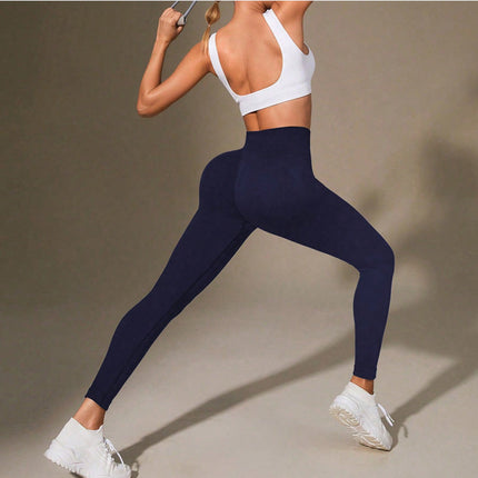 European Style Popular Women's Fitness Pants High Waist Butt-Lifting High-Elasticity Sports Quick-Dry Running Leggings Peach Pants Yoga Pants