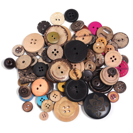 Resin round four eye color buttons handmade DIY mixed buttons making button painting button flower material bag