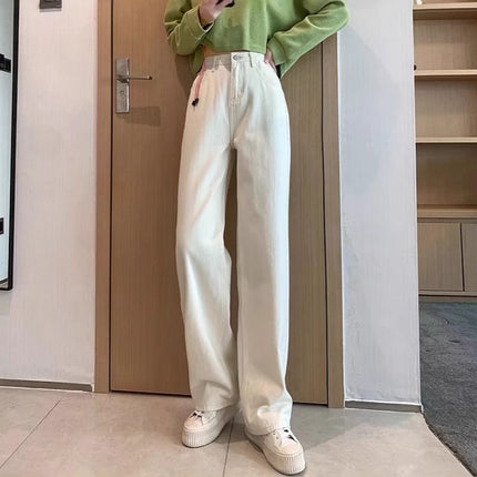 Wide-Leg Jeans for Women Spring New 2025 Straight Loose High-Waisted Slimming Drapey White Floor-Length Pants Trendy