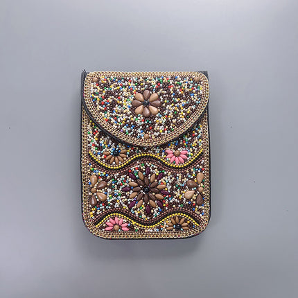 Bohemian Women's Mobile Phone Bag Xinjiang Inner Mongolia Yunnan Tourist Souvenirs Retro Heavy Industry Rice Bead Shoulder Bag