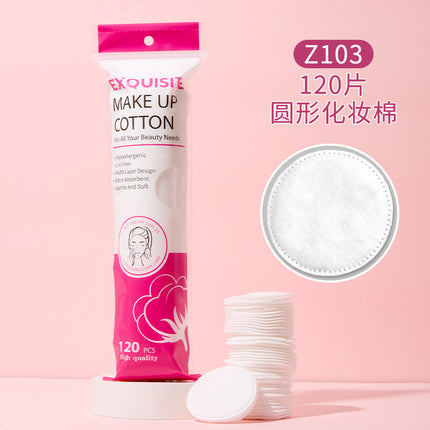 Cross-Border Full English 150 Pieces of Round Sandwich Makeup Cotton Pads, Wet Compress Makeup Remover Cotton, Neutral Round Cotton Z101