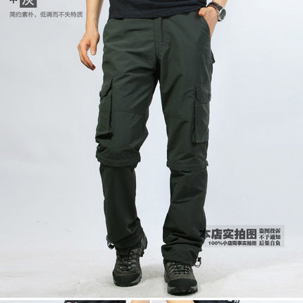 Summer Thin Detachable Two-section Pants Quick Dry Outdoor Cordwork Pants Trousers Men's Casual Pants Breathable Multi-pocket