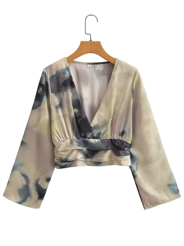 European and American Women's 2023 French Ink Dye Short Top Skirt suit AA77-70188