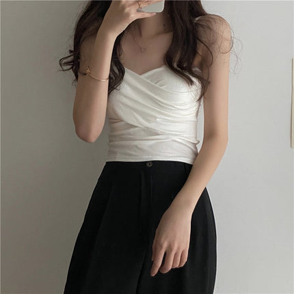 White summer small camisole women's outer wear design sense niche inner wear with chest pad tube top underwear bottoming top