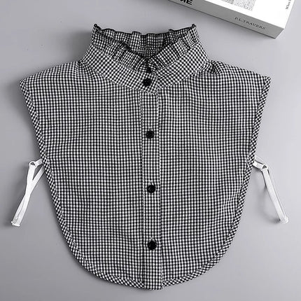 Spring Autumn Winter Holiday Collar All-match Sweater Decorative Plaid Fake Shirt New Arrival Pleated Collar Half High Collar Decorative Collar