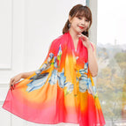 Imitation silk long towel-Rose Red / 200-135cm