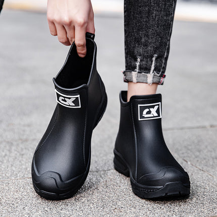 Cross-Border Fashion Rain Boots for Men, Thick-Soled, Wear-Resistant, Comfortable Water Shoes for Outer Wear, Waterproof Fishing Shoes, Non-Slip Kitchen Rubber Shoes for Men