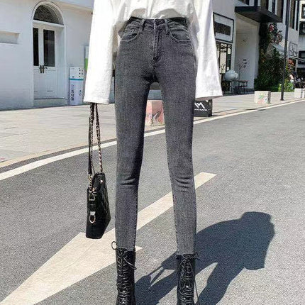 High-Waisted Women's Jeans Spring and Autumn 2025 New Slim Fit Pencil Versatile Stretchy Fashion Skinny Pencil Pants Trendy
