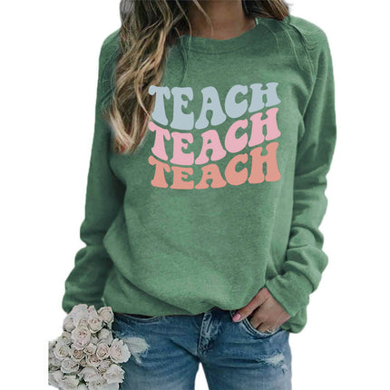 Amazon foreign trade source teach printed round neck jacket sweater European size European and American women's coat long sleeve autumn and winter