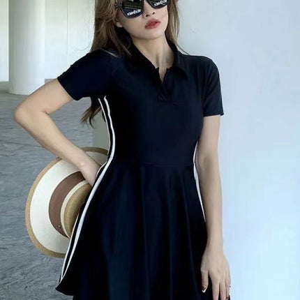 Women's Swimsuit Summer 2025 New Conservative One-Piece Skirt Style Belly-Covering Slimming Look Sports Boxer Student Hot Spring Swimwear