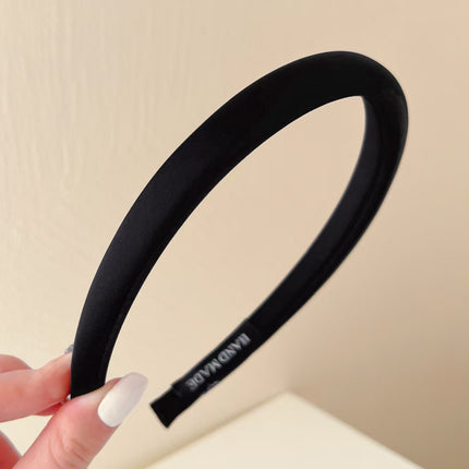 High-End Retro Solid Color Satin Headband Simple Versatile Women's High Crown Elegant Hair Accessory Headband Sponge