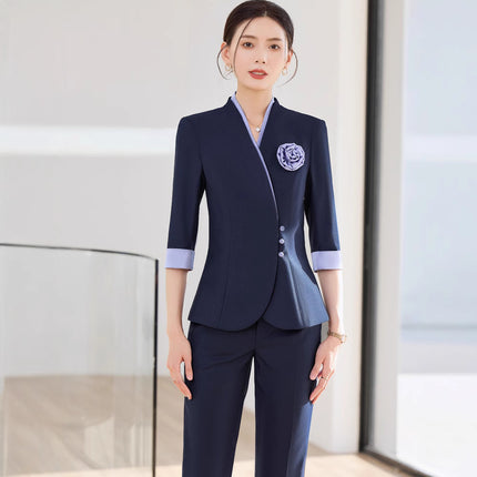 Professional Suit suit Female Spring and Autumn Senior Beauty Salon Beautician Work Clothes Medical Beauty Front Desk Reception Suit Jacket