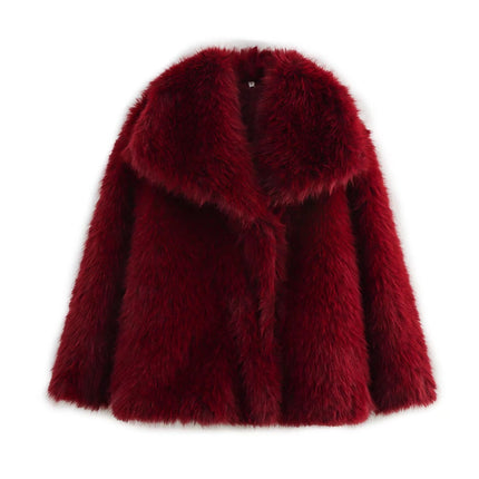 Foreign Trade 2026 Autumn and Winter European and American Fashion Versatile Casual Lapel Faux Fur Coat for Women X410970