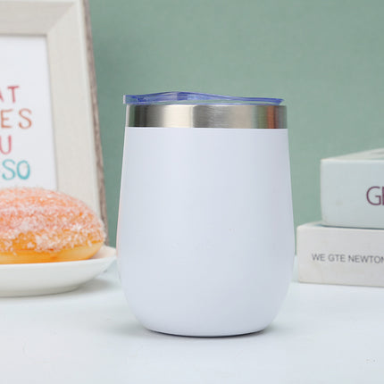 304 Stainless Steel Eggshell Cup Portable Cross-Border U-Shaped Wine Thermos Cup 12oz Cup American Style Wholesale Aviation Cup