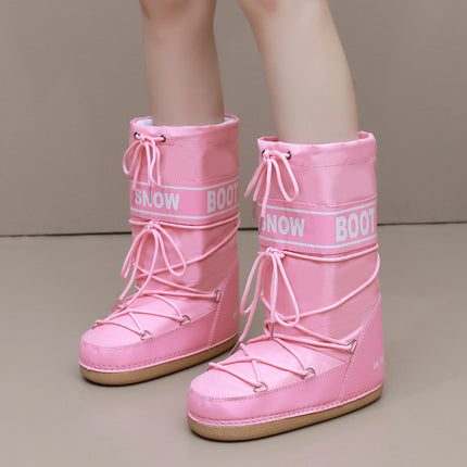 Same Style Internet Celebrator 2025 Winter Ski Space Boots Fashionable Round Head Middle Tube Women's Snow Boots Thickened Moon Shoes