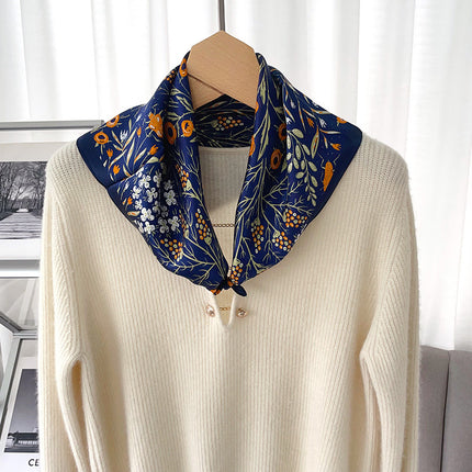 A variety of how many flowers silk small square scarf elegant temperament ladies mulberry silk small scarf fashion simple scarf