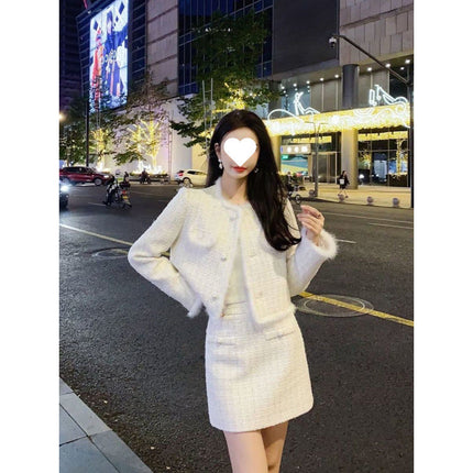 Thickened Small Fragrant Style suit Coat Women's Autumn and Winter 2024 New Arrival Small Autumn and Winter Goddess Wear Two-Piece Set