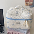 Blue satin bow [cosmetic bag]]