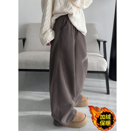 [baby velvet] autumn and winter new fleece-lined thickened banana pants women's embroidered machete pants pants fashion casual pants pants
