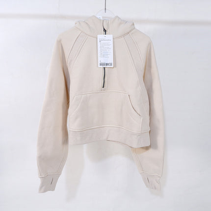 Winter Loose Women's Sports Sweater Camping Half Zip Hoodie fleece-lined Outdoor Running Warm Jacket Thickened