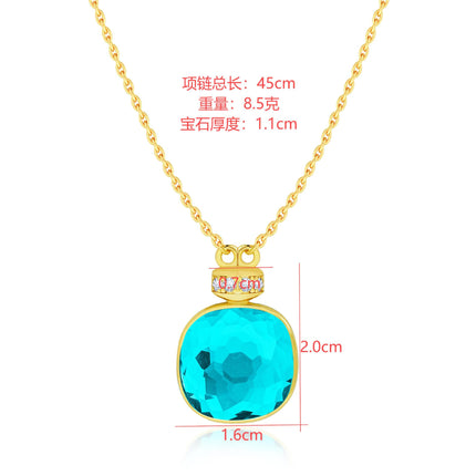Creative original design perfume bottle crystal single flower necklace earrings cross-border explosive fire artificial spar necklace earrings