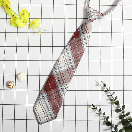JK Small Tie Women's College Style Lazy Japanese Style Plaid Uniform Shirt Tie Student ins Men's and Women's Short Free Tie
