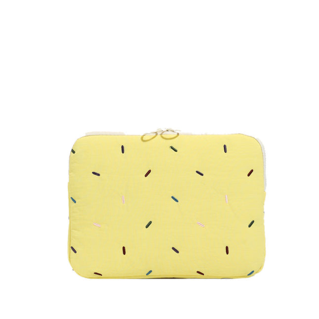 K-Style of Rainbow Strip Embroider Soft Girl Candy Color Liner Bag 11inch iPad Tablet Bag 14inch Laptop Bag