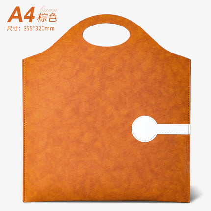 A4 Leather File Bag Handbag Custom Printable Logo Waterproof Storage Portable File Bag A4 Small Data Bag