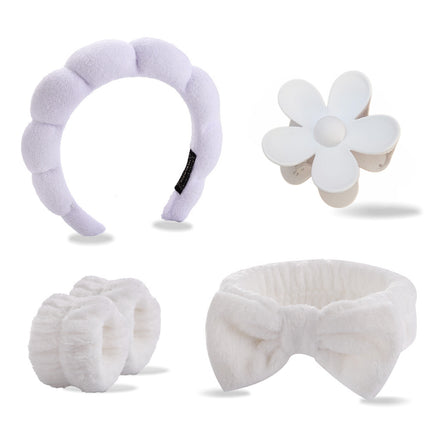 Cross-border Amazon Face Wash Hair Band Five suit Sponge Twist High Cranial Top Head Band Wrist Band Hair Band