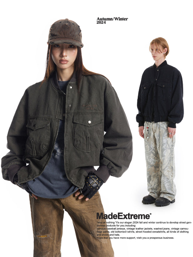 MADEEXTREME High Density Twill Cotton Tooling Vintage Antique Street American Letter Embroidered Jacket Jacket for Men