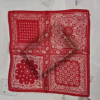 Spliced cashew red silk scarf / 68X68