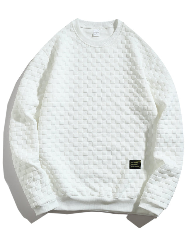 Men's Sweatshirt 2025 Cross-Border Amazon Autumn and Winter New Heavy Plaid Loose Casual Pullover Round Neck Top