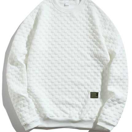 Men's Sweatshirt 2025 Cross-Border Amazon Autumn and Winter New Heavy Plaid Loose Casual Pullover Round Neck Top