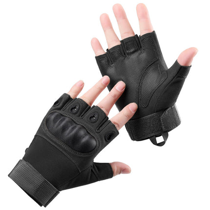 Men's Outdoor Half-Finger Gloves Carbon Fiber Shell Anti-Cut and Wear-Resistant Combat Sports Training Anti-Slip Tactical Gloves Special Forces