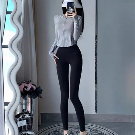 High-Waisted Butt-Lifting Yoga Pants, Tummy Control Sports Suit for Women, Quick-Dry Hooded Fitness Training Jacket, Anti-Static