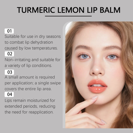 Turmeric Lemon Lip Balm Hydrating Fade Lip Lines Smooth Gloss Lighten Melanin Remove Dark Lip Dead Skin Soft Nourishing Lip Care