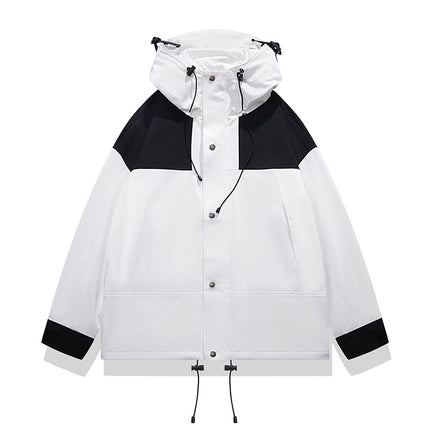 Jacket Men's Autumn 2024 New Arrival Single Rush Clothes Outdoor Couple Color-block Removable Cap Waterproof Loose Jacket