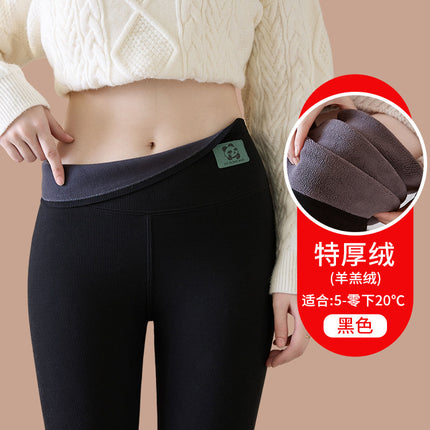 Cotton Lambswool Leggings for Women 2025 Winter New High-Waisted Warm Fleece-Lined Thickeneded Outer and Inner Wear Large Size Autumn Pants