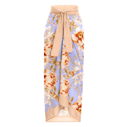 2024 European and American Amazon AliExpress one-piece swimsuit waist hollow strap flower printed swimsuit suit 2353