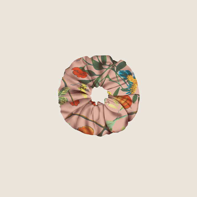 Summer New Flower and Bird Jungle Women's Twill Silk Decorative Large Intestine Hair Band Headwear Hair Accessories Hair Band PONYTAIL Headband